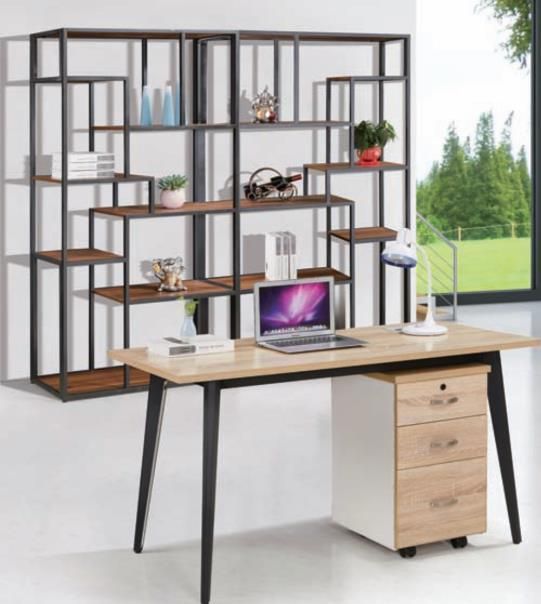 Home Office Study Wooden Top Writing Computer Desk with Black Steel Legs
