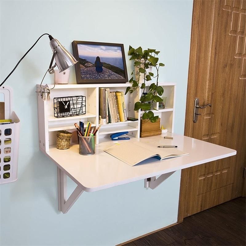 Foldable Wall Mounted Wood White Computer Table