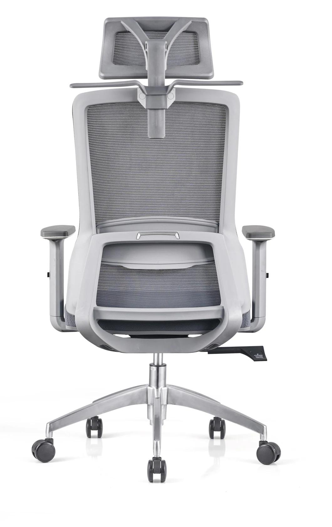 Exquisite Gray New Material and Fiber Frame Mesh Chairs with Adjustable Armrest Office Chairs 