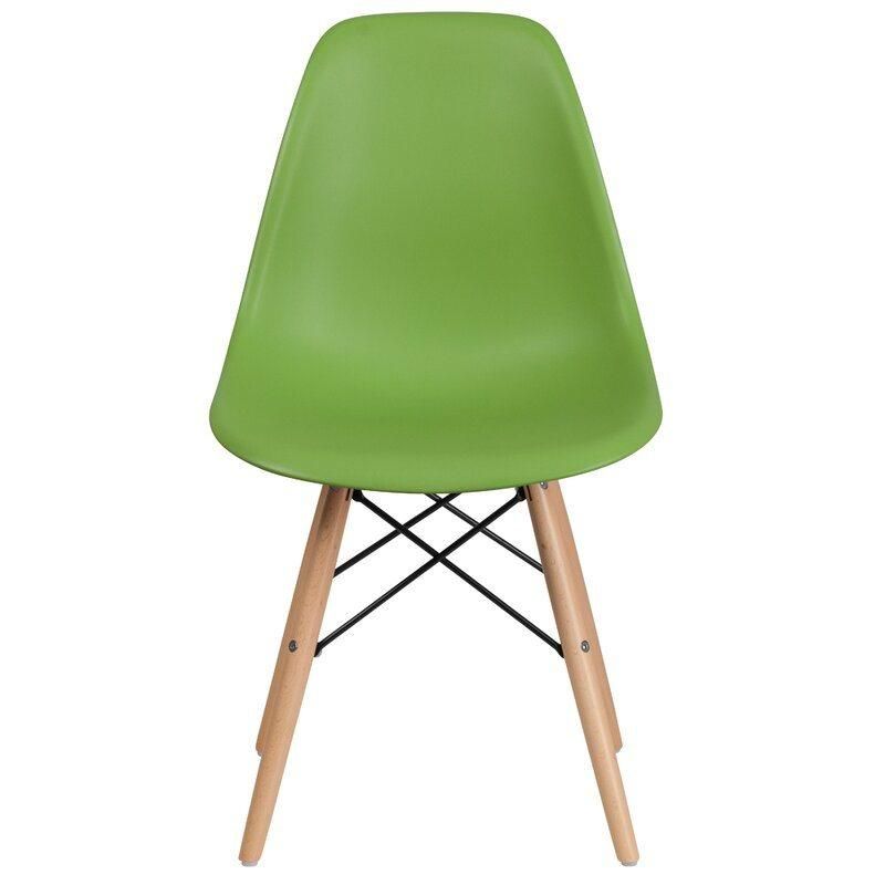 Molded Dining Chairs with Solid Natural Wood Legs White