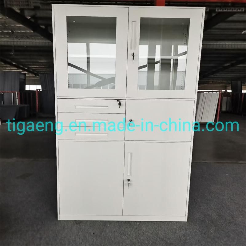 China Office Furniture Disassembled Steel Cabinet Glass Door Metal Storage Cabinet