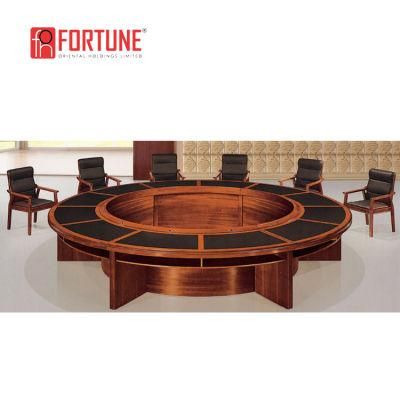 Big Round Wood Veneered MDF Meeting Table