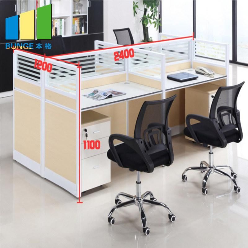Modern Office Cubicles Furniture Staff Office Partition Desk 4 People Seats Workstations