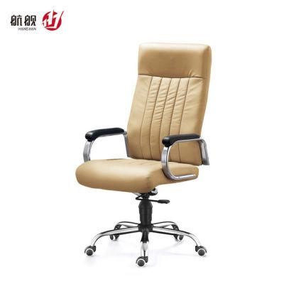 High Back Elegant Swivel Leather Office Chair on Wheels