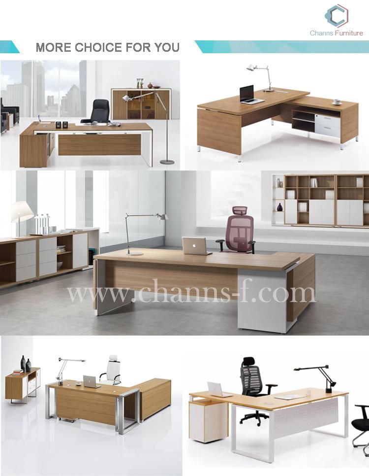 L Shape Office Table Paper Veneer Manager Desk Hotel Furniture (CAS-VA36)