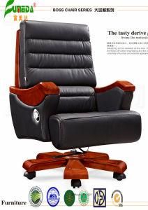 Swivel Leather Executive Office Chair with Solid Wood Foot (FY1207)