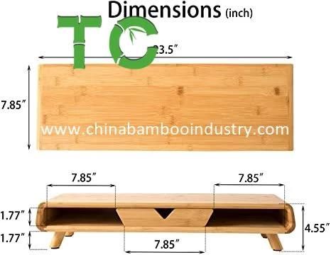 Ergonomic Designed Bamboo Computer Monitor Riser Wood Monitor Stand