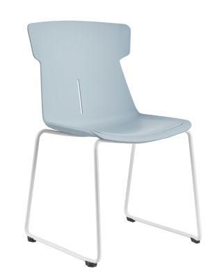 Grey Color Plastic Shell for Seat and Back Powder Coated Finished Sled Frame No Arms Visitor Chair