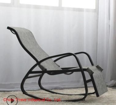 Outdoor Kd Metal Sling Rocking Chair Lounge with Side Bag