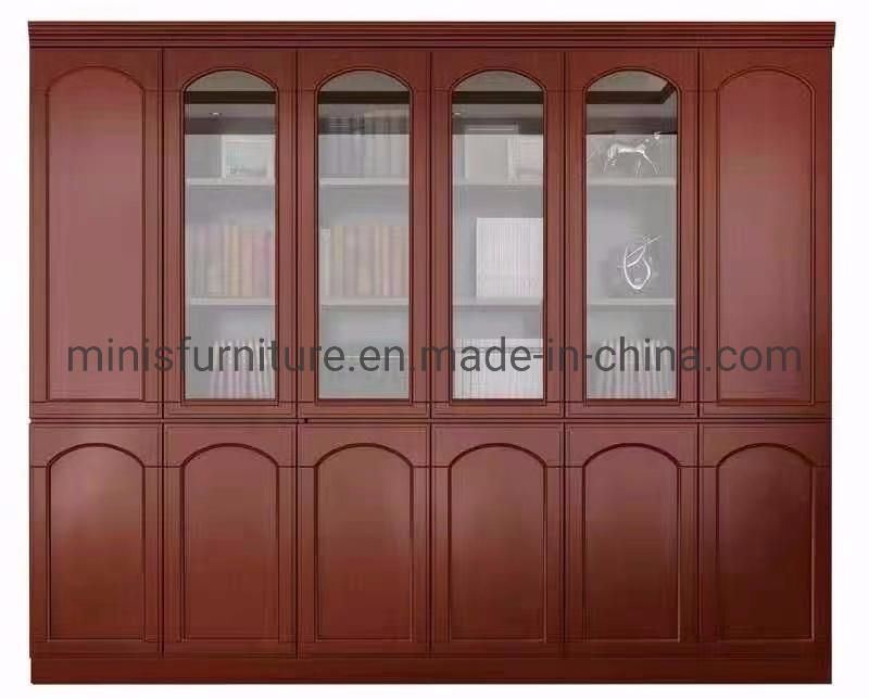 (M-FC019) China High Quality Office Furniture Wood 4 Doors Filing Cabinet with Tempered Glasses