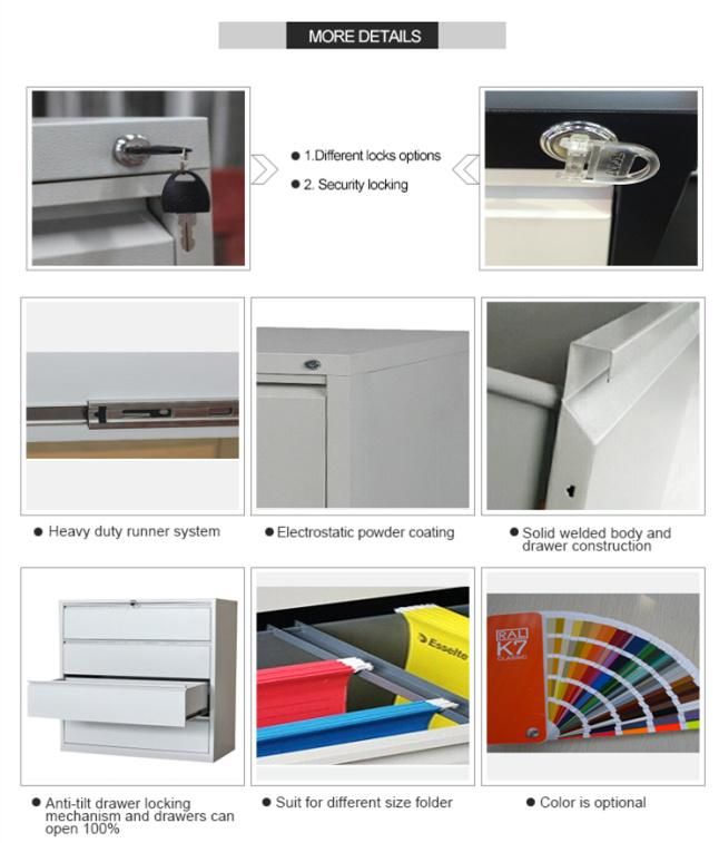 Anti-Tilt Construction Metal Lateral Storage 4 Drawer Filing Cabinet