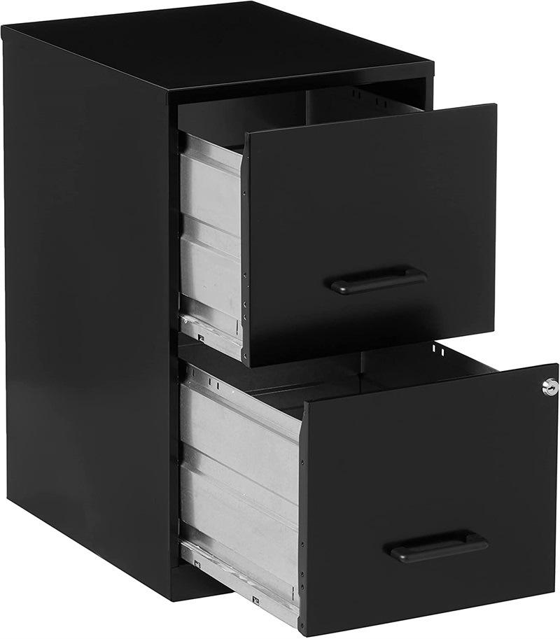 Black Deep 2-Drawer File Cabinet for Home Office