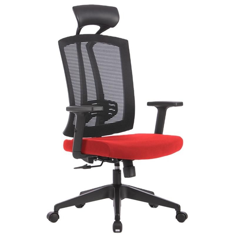 Ergonomic High Back Manager Adjustable Black Home Office Red Mesh Office Chair with Headrest