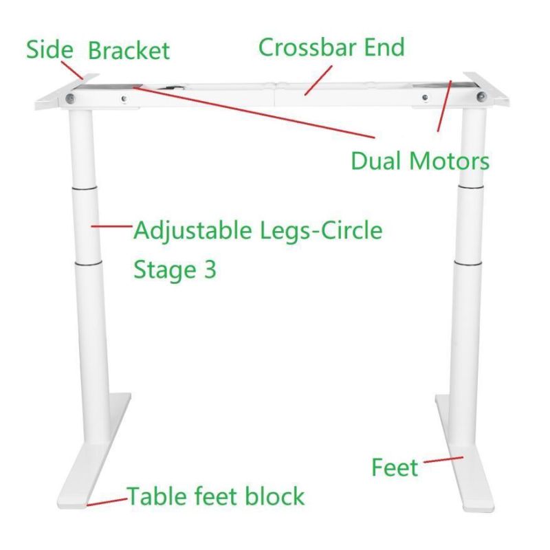 Circle Column Desk Frame with Dual Motor Height Adjustable