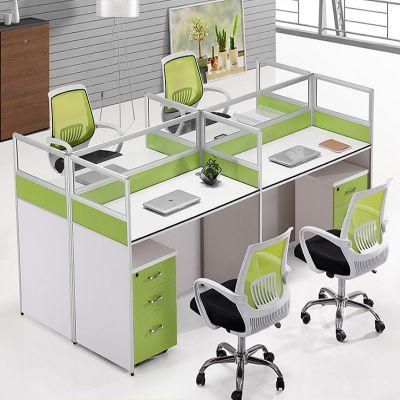 Lightweight Wooden 4 Seats Computer Table Workstations / Office Cubicles Desk Workstations