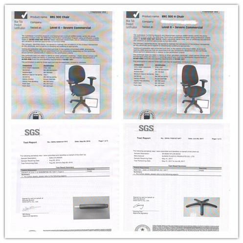 Back Angle Adjustment Normal Foam Seating Comfortable Grey Fabric Upholstery 300mm Nylon Base Nylon Caster Saddle Chair