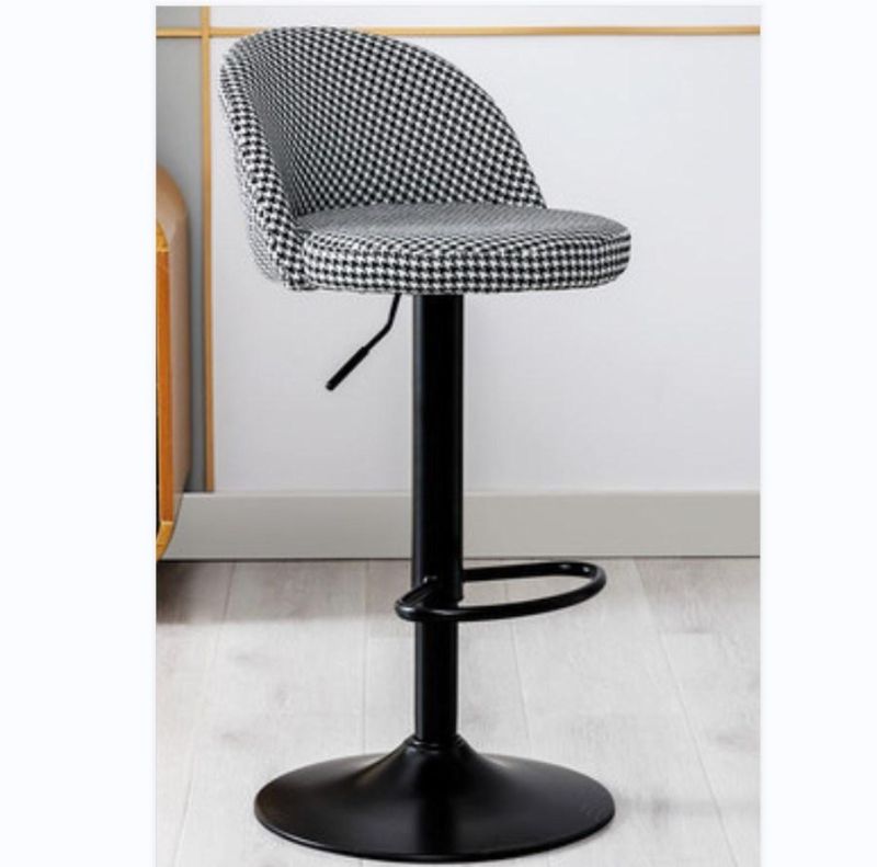 Painted Black Round Base Bar Chair Leisure Bar Stool with Footrest