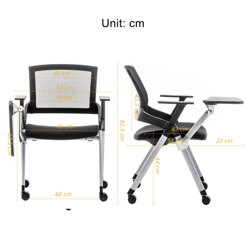 Powder Coating Frame Folding Plastic Conference Student School Chair with Writing Board