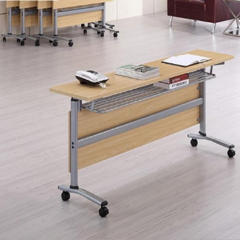 Modular Commercial Wooden Office Folding Table Training Desk with Wheels