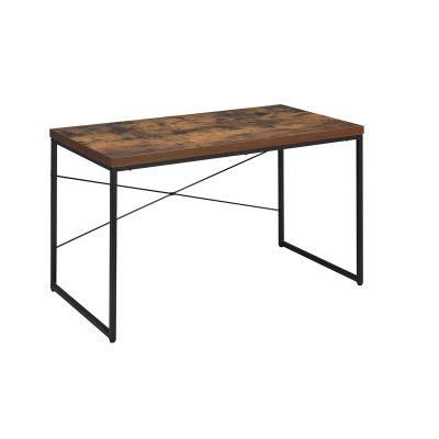 Carbon Painted Black Metal and Wood Office Computer Desk Computer Table