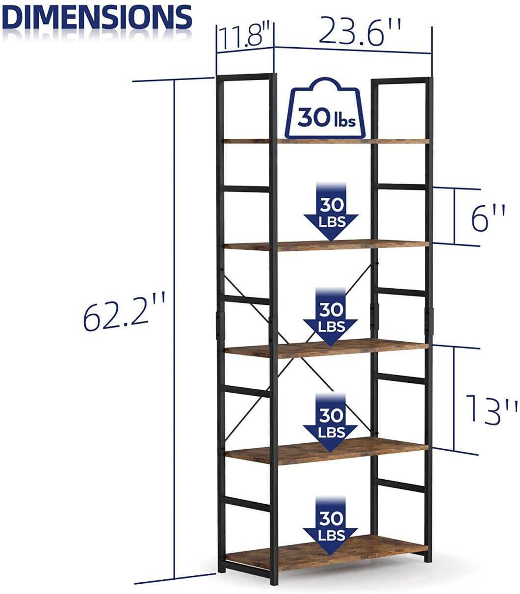 5 Tier Bookshelf Bookcase Shelf Storage for Bedroom Living Room Home Office