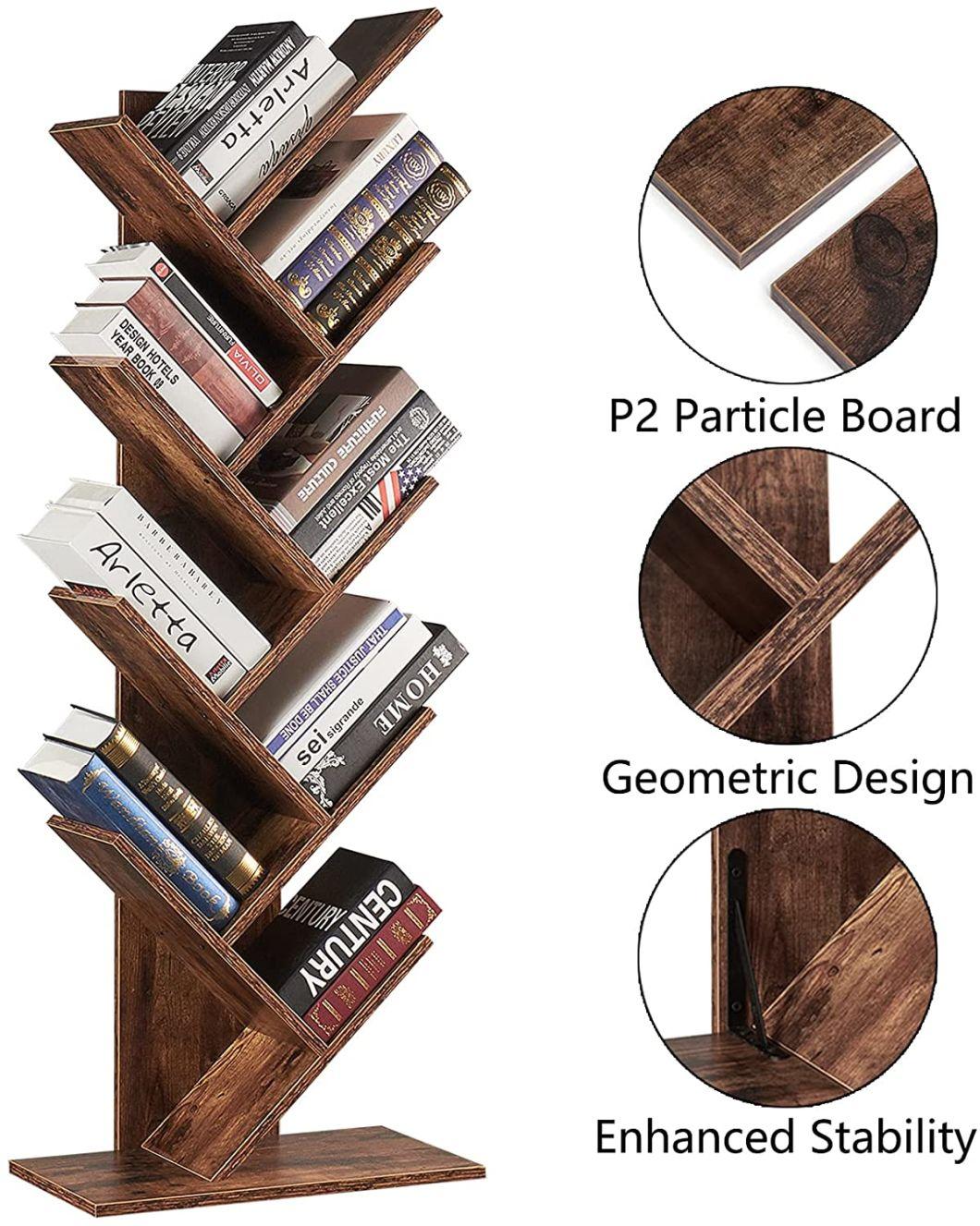 9-Shelf Tree Bookshelf Bookshelves Floor Standing Tree Bookcase in Living Room Home Office