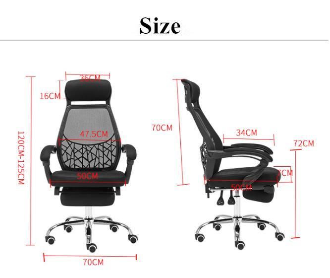 Luxury Black PC Racing Reclining Chair Leather Gaming Office Chair with Footrest