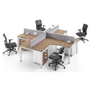 China Factory 4 Seats L Shape Office Staff Workstation with Screen