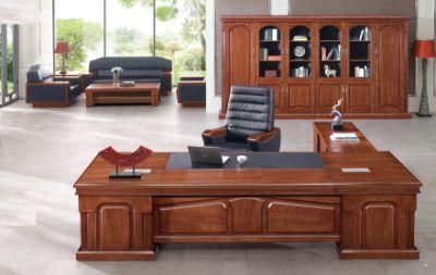 High End Classical Look Office Desk MDF Wood Veneer CEO Executive Desk Wulnut Color