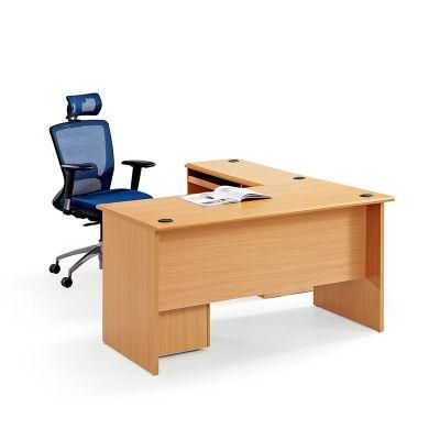 L Shape Metal Leg Modern Wooden Computer Laptop Office Table