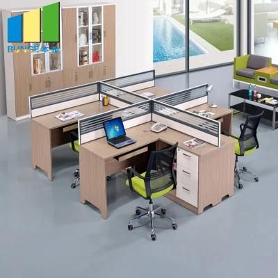 Modern Office Furniture Modular Aluminum Glass Partitions 4 Person Workstations