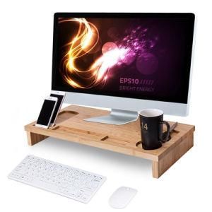 Decorative Bamboo Monitor Riser Desk Organizer Computer Monitor Stand