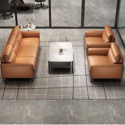 Factory Provide OEM Design Reception Leisure Office Style Leather Relaxing Sofa Set Best Selling