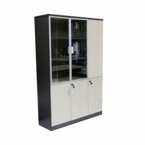 Good Quality Office Furniture 3 Doors Glass Wooden Office Filing Cabinet