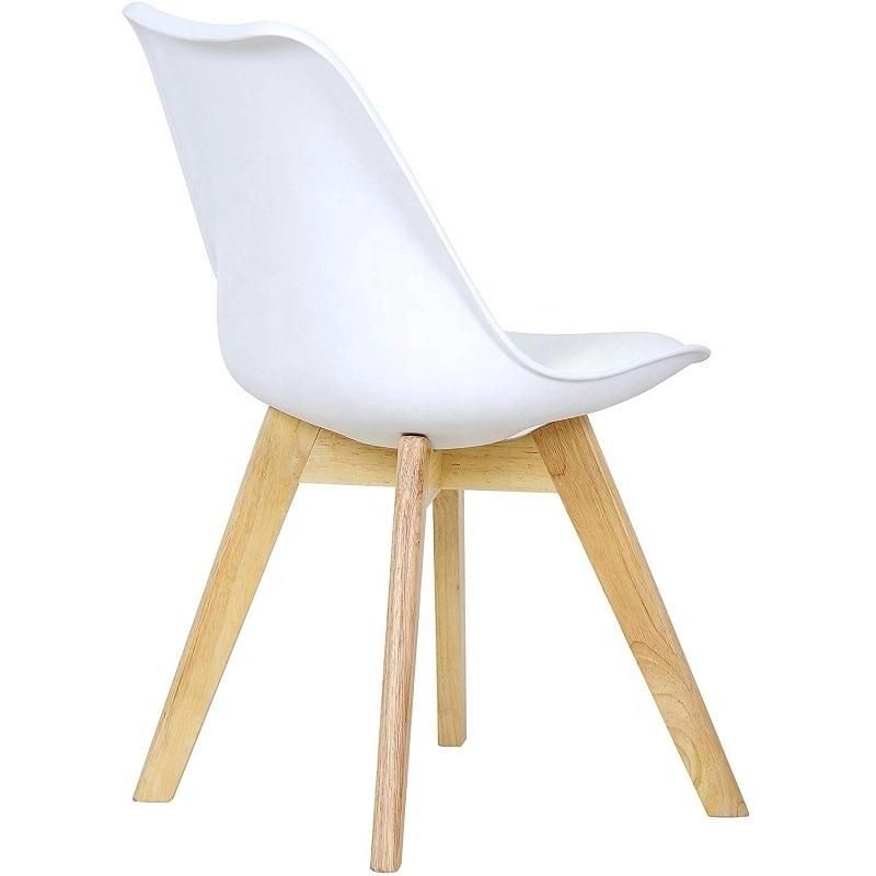 Tulip Chairs with Natural Wood Leg and PP Seat Plastic Dining Adult Chair