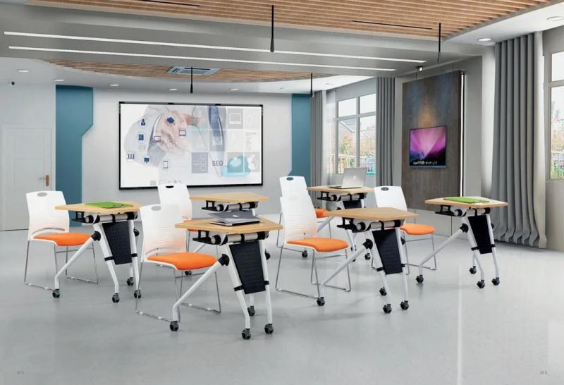Movable Folded Adjustable Stackable Standing Sliding computer Study Office Table Training Desk