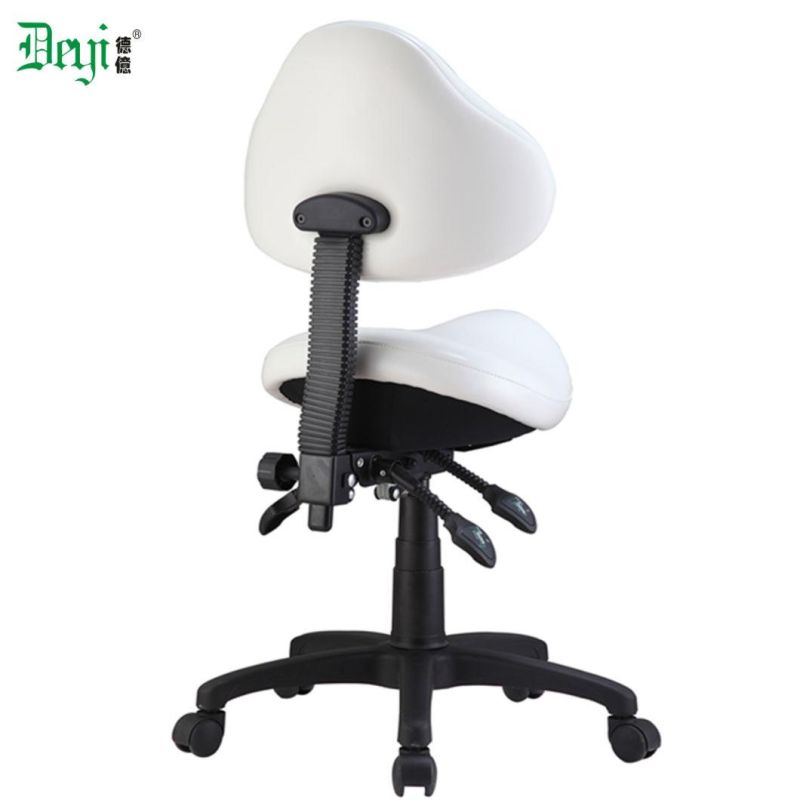Nylon Base Leather Upholstery Ergonomic Design Commercial Functional Furniture Office Saddle Chair with Back
