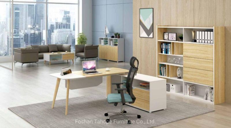 Modern Design Finnish Elm Office Staff Work Station Computer Table 4 Person Workstation