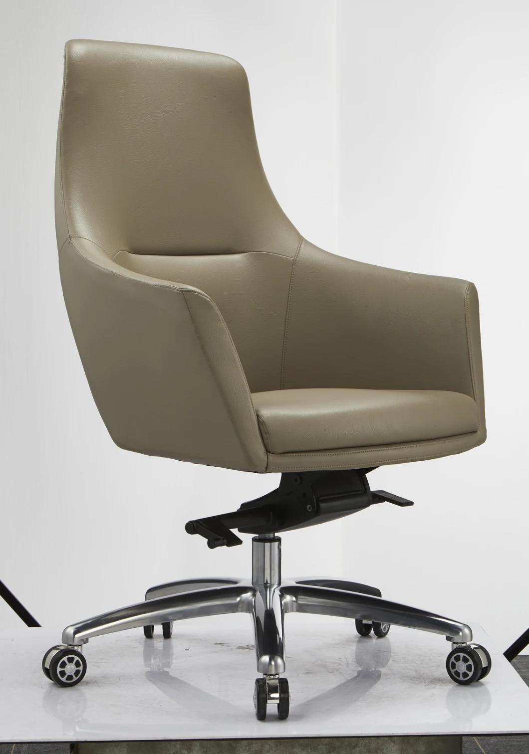 Luxury Aluminum Alloy Feet Comfortable Technology Leather Integration Office Chairs