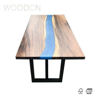 Solid Walnut Wood Resin River Office Desk Top