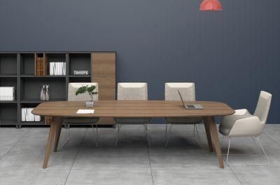 Elegant Office Furniture Boardroom Conference Table with Solid Wood Legs