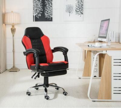 Black Red Reclining Office Boss Gaming Chair with Footrest