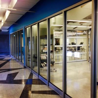 Interior Glass Pillar Partition Collapsible Glass Wall Aluminum Frame Wall
