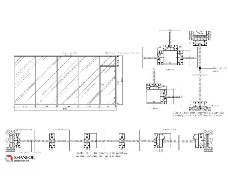 Glass and Plywood Partition, Aluminum Frame Glass Wall Prices Partion