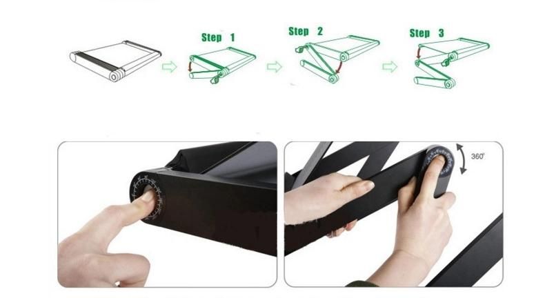 Flexible Adjustable Computer Stainless Steel Folding Laptop Desk