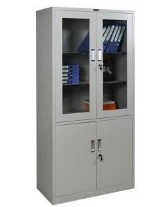 Made in China Knock Down Office Furniture up Glass Door Steel Cupboard