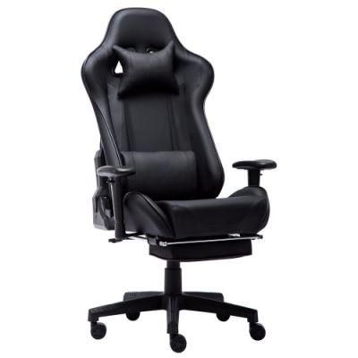 Black Massage Racing Gamer Chair with Reclining Function