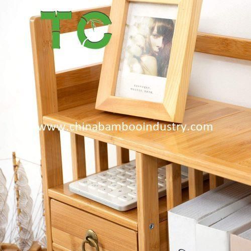 Bamboo 2-Layer Countertop Storage Rack Book Shelf Desktop Shelf Rack Bookcase Display Shelf