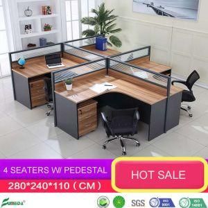 MFC Melamine Aluminum Office Glass Partitions Modular Desk Workstations with Mobile Drawer (AP-T04P)