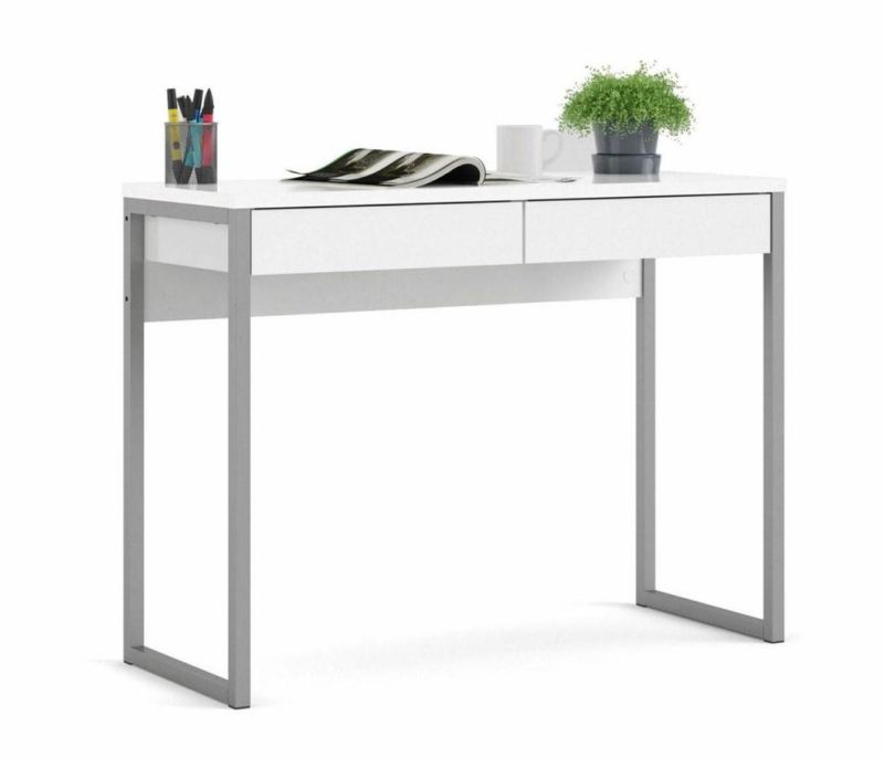 Home Corner Study Cheap Modern Wood Work White Desk with 2 Drawer